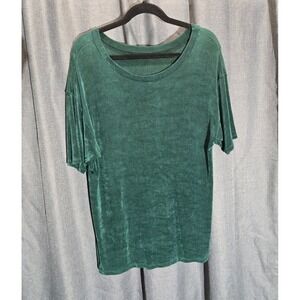 Le Jay Inc. Velour T-Shirt Soft‎ Comfy Casual Top Green Tee Size Unknown